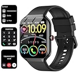 Smartwatch Herren Damen, 1.96' HD Fitnessuhr mit Telefonfunktion, Smart Watch mit Pulsuhr/Schlafmonitor, Fitness Tracker Schrittzähler Uhr, 100+ Sportmodi Sportuhr IP68 Wasserdicht für Android iOS