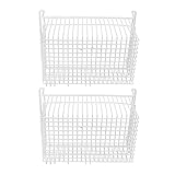 Zerodis Gefriertrahtkorb Griff Einfach zu Reinigen 2pcs Körbe, Stahldraht mit Großer Kapazität für Schränke Schubladen Waschküche (L63CM x W27CM X H29CM (9 cm Griff))