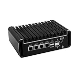 SJRC N100 Fanless Firewall Appliance (up to 3.4GHz), Mini PC 4 x i226V 2.5GbE LAN Ports, OPNsense Router Computer 8GB DDR5 RAM, 256GB NVMe SSD, Dual M.2 Slots, USB C, 4K Display