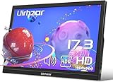 Ulrhzar Tragbare Monitor 17.3 Zoll externer PC-Bildschirm1600x900 Display 60Hz 99% sRGB mit Standfuß und Lautsprechern USB C HDMI Portable Monitor für Laptop PC, Phone,Switch,PS4/5