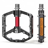 KADACHA Fahrradpedale,Plattformpedale mit Reflektoren, Leichtgewichtige Anti-Rutsch MTB Pedale, CNC Aluminium für Mountainbike, Rennrad, Trekkingrad (Schwarz)