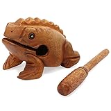 Aussel Guiro Croaking Hölzerner Frosch mit Schlägel, Musikinstrument Sound Block, Fairer Handel Percussion Instrument (8.8CM)