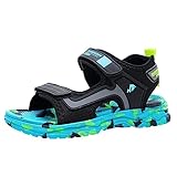 Sandalen Mädchen Jungen mit Klettverschluss Sommer Sportliche Offenen Sportsandale mit Weicher Sohle Badesandalen Turnschuhe Sommerschuhe Sandaletten Kinder Sandalen (02-Sky Blue, 37.5 Big Kids)