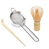 DiDiBirDi Matcha-Schneebesen-Set, Matcha-Schneebesen, Matcha-Schneebesen (Chasen), traditionelle Schaufel (Chashaku), Edelstahlsieb, japanisches Tee-Werkzeug für Zeremonie