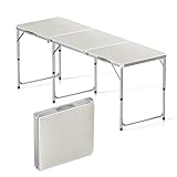 Toboli Campingtisch klappbar 180x60x70cm höhenverstellbar 54/61/70cm Klapptisch Aluminiumrahmen und Tischplatte aus MDF tragbarer Multifunktionstisch Buffettisch Camping Tisch Garten