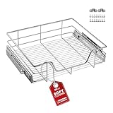 SOTECH 60 cm Teleskopschublade SoftClose 20 kg Tragkraft Chrom poliert Drahtkorb Schrankauszug Küchenschublade