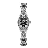 Clastyle Damenuhren Gotischer Strass Ovales Armbanduhren für Damen Schwarz Edelstahlband Kleine Armbanduhr Geschenk