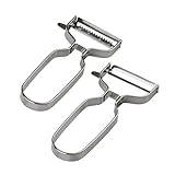 Chefkoch Premium Schäler-Set, Edelstahl – Julienne-Schäler & Zwei-Wege-Schäler für schnelles Schälen – Spülmaschinenfest, Für Links- & Rechtshänder – Silber