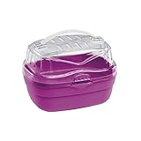 Ferplast Transportbox für Hamster und andere kleine Nagetiere Aladino Small Reisekäfig für Hamster, widerstandsfähiger Kunststoff, komfortabler Griff, sicherer Verschluss, 20 x 16 x 13,5 cm, Fuchsia