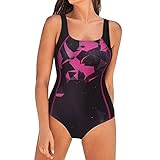 Damen Einteiler Badeanzug Sommer Athletic Badeanzug Racerback Badeanzug Rash Guard Badeanzug Neoprenanzug Bauchkontrolle Badeanzüge Vintage Strand Badeanzüge, hot pink, M