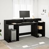 Tidyard Schreibtisch Schwarz Eiche 200x55x91 cm Holzwerkstoff Arbeitstisch Laptoptisch für Arbeitszimmer Kinderzimmer Studenten