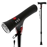 Weinberger Gehstock höhenverstellbar mit Panikalarm und LED-Licht aus Alu Leichtgewicht nur 312g als verstellbare Gehhilfe Spazierstock, Höhe 74-95cm stabil für Senioren Damen Herren bis 136kg