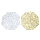 Daconovo 4-teiliges Tischset, PVC, achteckig, hohl, wasserdicht, rutschfest, thermische Isolierung, Stempel, Platzdeckchen