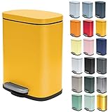 Spirella - Treteimer Edelstahl, Modell Akira, Elegante und Moderne Matte Oberfläche, Langsames und Geräuschloses Schließen, Anti-Fingerabdruck-Beschichtung, 5 L, Mattgelb