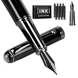 Füllfederhalter Enthält zwei Federn 8 Tintenpatronen schönschreibfüller Kalligraphie füller feine Feder Luxus Füllfederhalter Set ideal für Damen und Herren professionell Büro Journaling (Grau)