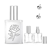 MUB 15 ml Reise-Parfümflasche, nachfüllbar, klares Glas, Parfüm-Sprühflaschen, leer mit Edelstahlschale, Parfüm-Nachfüllflasche, nachfüllbarer Parfümzerstäuber mit Parfüm-Ersatz und Trichter