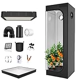 Komplettes Hydrokultur-Zelt-Set für Zimmerpflanzen, 100 x 100 x 200 cm, Dunkelraum-Setup mit Beobachtungsfenster, Werkzeugtasche und Bodenwanne für optimales Wachstum