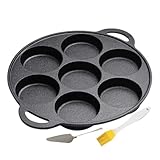 7-Loch-Backwerkzeug mit Antihaftbeschichtung | Flacher Topf - Pfannkuchenpfanne Eierkocher Eierkocher aus Gusseisen für Steak Crêpe Pizza Herd Frühstück