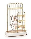 ChuStory Schmuck Organizers, Schmuckständer für Halsketten, Armbänder, Parfüm und Ohrringe, dekorative ästhetische Accessoires, Kombinationen aus Samt und Metall, Weiß
