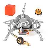 SWAWIS 3500W Windschutz Campingkocher Piezozündung Faltbarer Gaskocher Gasbrenner Camping Stove mit Adapter, Camping Kocher für Hiking Camping Picknick Trekking Outdoor Wandern