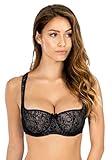 Rosme Lingerie Balconette-BH mit gepolsterten Trägern für Damen, Kollektion Grand, Schwarz, Größe 95B
