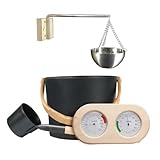 Saunaeimer und – Saunaeimer aus Holz, Peeling-Vulkangestein | Sauna Set COMBO 7 l Wasserkapazität, perfektes Zubehör für die Entspannung des Körpers und das Schwitzen für Freunde