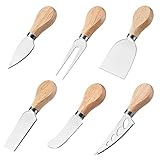 Qianxihu 6-teiliges Käseschneider-Set Käsemesserset mit Holzgriff Käsemesser aus Edelstahl und Käseschaufel-Set für Party Hochzeit Geburtstag