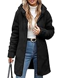 RITOSTA Teddyjacke Damen Winter Fleecejacke mit Kapuze Herbstjacke Winterjacke Warme Kapuzenpullover Damen-Jacken Zipper Hoodie Mantel Plüschjacke mit Taschen