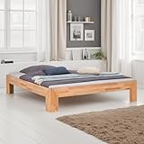 WOODLIVE DESIGN BY NATURE Massivholz-Bett Selina 140 x 200 cm aus Kernbuche, als Doppel- und Jugend-Bett verwendbar inkl. Lattenrost
