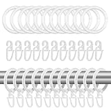 100 Stück Gardinenringe Weiß Set, 50 Stück Vorhangringe mit 50 Gardinenhaken, Kunststoff, Curtain Ring, 30 mm Innendurchmesser, Duschvorhang Ringe, Dauerhaft, Duschringe, für Vorhänge, Dusche, Türen