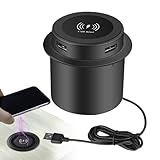 Kabelloses Schreibtisch-Ladegerät – eingebettetes USB-doppeltes kabelloses Ladegerät – intelligentes multifunktionales Handy-Zubehör für Zuhause, Büro, Desktop, Theke, Nachttisch, Tische