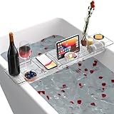 Badewannenablage aus Kunststoff,Verstellbares Badewannenbrett, Badewannentablett für Ipad und Bücher,perfekte Badewannenablage für Spa zu Hause,Badewanne Ablagebrett Geschenk für Frauen