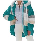 Teddyjacke Damen Mit Kapuze Lang Winterjacke Warm Gefüttert Teddy jacke Winter Oversize Damen-Jacken Teddyfleece Wintermantel Elegant Flauschig Übergangsjacke Dicke Plüschjacke