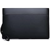 Eshow Handgelenktasche Herren Vintage Handtasche aus PU Leder Herren Clutch Tasche mit Kartenfach Herrenhandtasche für Reisen Festival Schwarz
