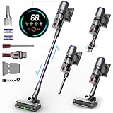 Circlio Akku Staubsauger 58KPa/600W, 80 Min/1,6L Staubsauger Kabellos Touchscreen Intelligent Und Anti-Verwicklung Leise, Vacuum Cleaner, Staubsauger Akku Für Teppiche/Böden/Haare/Fell