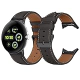 LanQii Leder Armband für Google Pixel Watch 3 41mm/Pixel Watch 2/1, Weiches Leder Ersatzarmband, Damen und Herren Uhrenarmband für Google Pixel Watch 3 41mm/Pixel Watch 2/1 (Schwarz)