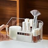 LINFIDITE Make up Organizer Kosmetik Organizer mit 9 Fächern 2 herausnehmbaren Trennwänden, Aufbewahrungsbox für Beauty Essentials Kristallklar,Badezimmerschrank Kosmetik Aufbewahrungshalter