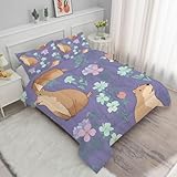 Bettdecke 220x240 Lila Kinder Bettdecke 220x240 4 Jahreszeiten, Wasserschwein Steppdecke Waschbar Bettdecken, Leichte Vierjahreszeiten Schlafdecke Ganzjahresdecke mit 2 Kissenbezug 80x80cm M317