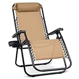 Sofotel Sonnenliege Gartenliege Liegestuhl ChillWell - Klappbar mit Kissen - Belastbar bis 150 kg - 162 x 110 x 64 cm - Beige