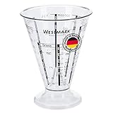 Westmark Messbecher, Mit Feinmesskegel, mehrsprachigen Messskalen und verschiedenen Maßeinheiten, Trichterform, Füllvolumen: 0,5 Liter, Kunststoff, Gerda, Transparent, 30762270