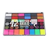 Schminke Kit - 42 Farben Schminke Palette | Gesichtsfarbe auf Wasserbasis | Körperfarbe geeignet für Festivals Geburtstagsfeiern Cosplay Creative Make -up künstlerischer Ausdruck