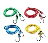 Gepäckspanner mit Haken Set 12-teilig, 5 Längen: 30 cm, 40 cm, 60 cm, 80 cm & 100 cm, Spanngummi, Gummispanner, Fahrrad Spanngurt, Spannseil, Expander mit Haken für Transport, Camping, Auto, Fahrrad