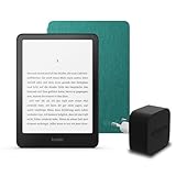 Den neuesten Kindle Paperwhite (Version 2024) mit 16 GB ohne Werbung, eine Amazon-Stoffhülle und ein Amazon Powerfast 9-W-Netzteil.