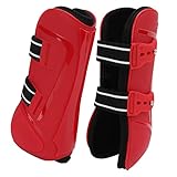 Gavigain Pferdeunterstützungsstiefel sichern atmungsaktive Beinschutz Reites Leistungstraining PU + Tauchmaterial Zwei Packungen (Red Front Legs XL)