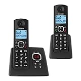 Alcatel F530 Voice Duo, Schnurlostelefon mit Anrufbeantworter und 2 Mobilteilen, Anrufsperre und Freisprechfunktion, Schwarz
