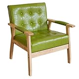 Moderner Mid-Century Ledersessel mit Armlehnen – Stilvoller gepolsterter Sofasessel für Wohnzimmer, Schlafzimmer & Empfang – ultimativer Komfort Lesesessel