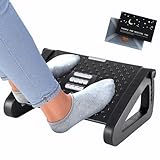 KIMIGO Fußstütze Schreibtisch,Verstellbarer Fußhocker für Schreibtisch,6 Höhenverstellbare Fußbank,Ergonomischer Rutschfeste Fußablage mit Massageoberfläche für Büro und Zuhause