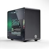 ElectroCookie Raspberry Pi 5 Gehäuse, Aluminium-Mini-Tower-Gehäuse mit Lüfter und farbwechselndem Umgebungslicht (schwarz)