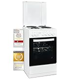 Exquisit Standherd, Standherd 50 cm Breite, Massekochfeld, einfach zu bedienen, 48 l Garraum, Elektro-Standherd 50 cm, EH9-3-090 weiss