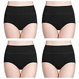 wirarpa Damen Unterhosen Baumwolle Slips Damen Hoher Taille Atmungsaktive Taillenslip Wochenbett Unterwäsche Mehrpack Größen 32-58, Schwarz, Medium (38/40)